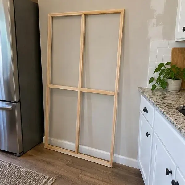 Countertop template on kitchen cabinets Countertop template frame laid on kitchen base cabinets, the first step to prepare for in a countertop installation