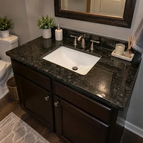 Small powder room vanity top, an example of a small countertop project